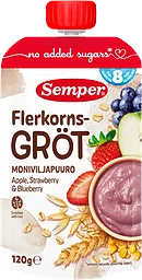 Flerkornsgröt äpple & jordgubb 8m 120g Semper