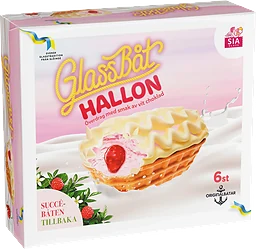 Glassbåt Hallon vit choklad 6-p  SIA GLASS