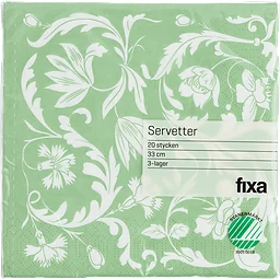 Servett 33Cm Grön Blomster