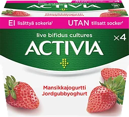 Yoghurt Activia Jordgubb utan tillsatt socker 125g 4-p Danone
