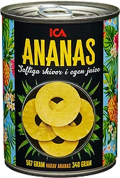 Ananasskivor i juice 567g ICA