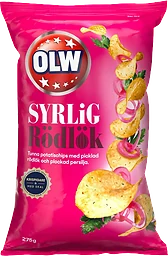 Chips Syrlig rödlök 275g Olw