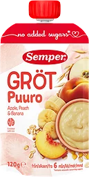 Gröt Äpple Persika Banan