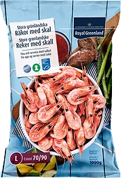 Räkor med skal  70/90 Fryst 1kg Royal Greenland
