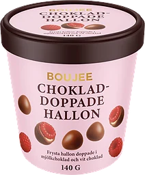 Hallon i vit & mjölkchoklad