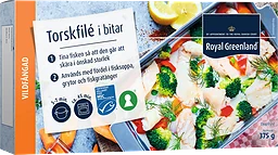 Torskfiléer i bitar