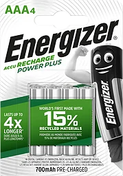 Batteri AAA Laddbart 4-p Energizer Power Plus