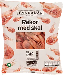 Räkor med skal 70/90 Fryst 500g Pandalus