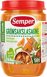 Grönsakslasagne med ost Från 1år 190g Semper
