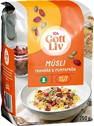 Müsli Tranbär & pumpafrön 750g ICA Gott Liv