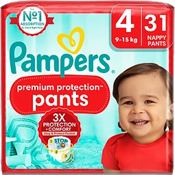 Byxblöjor Premium Protection Pants Strl 4 9-15kg 31-p Pampers