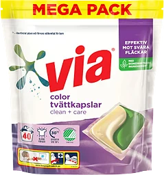 Tvättkapslar Color 40-p Via