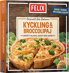 Kyckling & broccolipaj Fryst 215g Felix