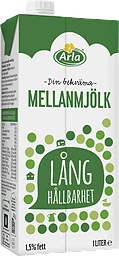 Mellanmjölk Lång hållbarhet 1,5% 1l Arla®