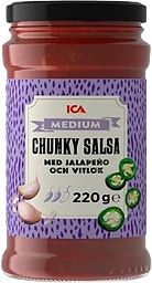 Chunky salsa med jalapeño & vitlök Medium 220g ICA