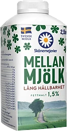 Mellanmjölk 1,5% Längre hållbarhet 2,5dl Skånemejerier