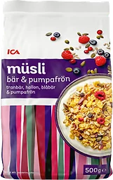 Müsli Tranbär hallon blåbär & pumpafrön 500g ICA