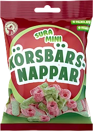 Vingummin Sura Mini Körsbärsnappar 70g Candypeople