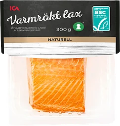 Lax Färsk Varmrökt i bit Naturell 300g Miljömärkt ICA