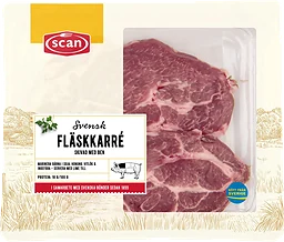 Fläskkarré Färsk Skivad med ben ca 600g Scan