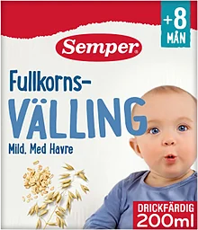 Fullkornsvälling Mild med havre Drickfärdig Från 8m 200ml Semper