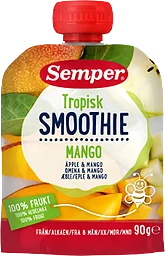 Smoothie tropisk Äpple & mango Från 6m 90g Semper