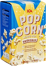 Popcorn Mikropopcorn smörsmak 3-p 270g ICA