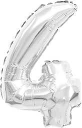 Folieballong Nr 4 Silver 35cm Happy Party