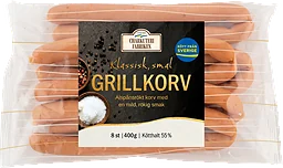 Grillkorv klassisk smal 54% kötthalt 400g Charkuterifabriken