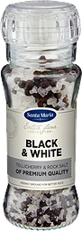 Black & white Tellicherry Peppar & bergsalt Kvarn 110g Santa Maria