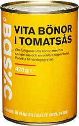 Vita bönor i Tomatsås 420g ICA Basic