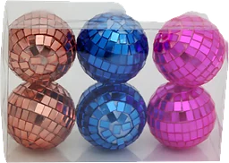 Mini Discobollar 6cm 6p mix färg Festive