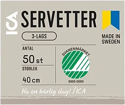 Servett 40cm Vit 50-p ICA