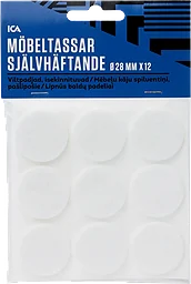 Möbeltassar självhäftande Vita 28mm 12p ICA