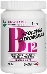 Vitamin B12 + Folsyra Citronsmak 100-p BioSalma