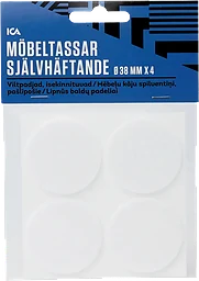 Möbeltassar självhäftande Vita 38mm 4p ICA