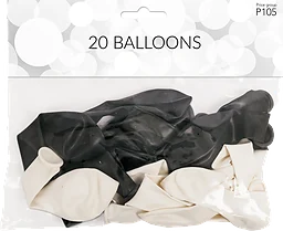 Ballonger Svarta/Vit 20-pack