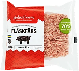 Fläskfärs Fethalt 23% 400g Nyhléns Hugosons