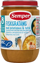 Fiskgratäng med potatismos & torsk Från 8m 190g Semper