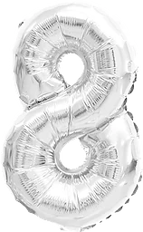 Folieballong Nr 8 Silver 35cm Happy Party