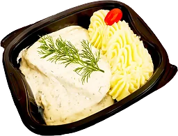 Fiskfilé Ångad Med Potatismos & Dillsås 450g Jätten Cater