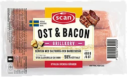 Grillkorv Bacon och Ost 59% Kötthalt 480g Scan