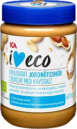 Jordnötssmör crunchy med havssalt 600g ICA I love eco