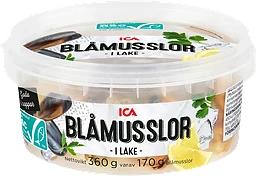 Blåmusslor i lake Miljömärkt 170g ICA